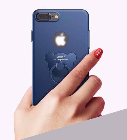 Apple iPhone 7, 7 Plus Cute Bear Metal Ring Luxury Case